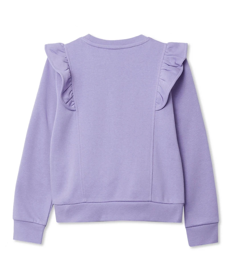 Lands' End Girls Long Sleeve Cozy Fleece Ruffle Sweatshirt