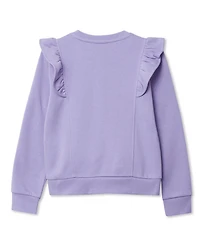 Lands' End Girls Long Sleeve Cozy Fleece Ruffle Sweatshirt