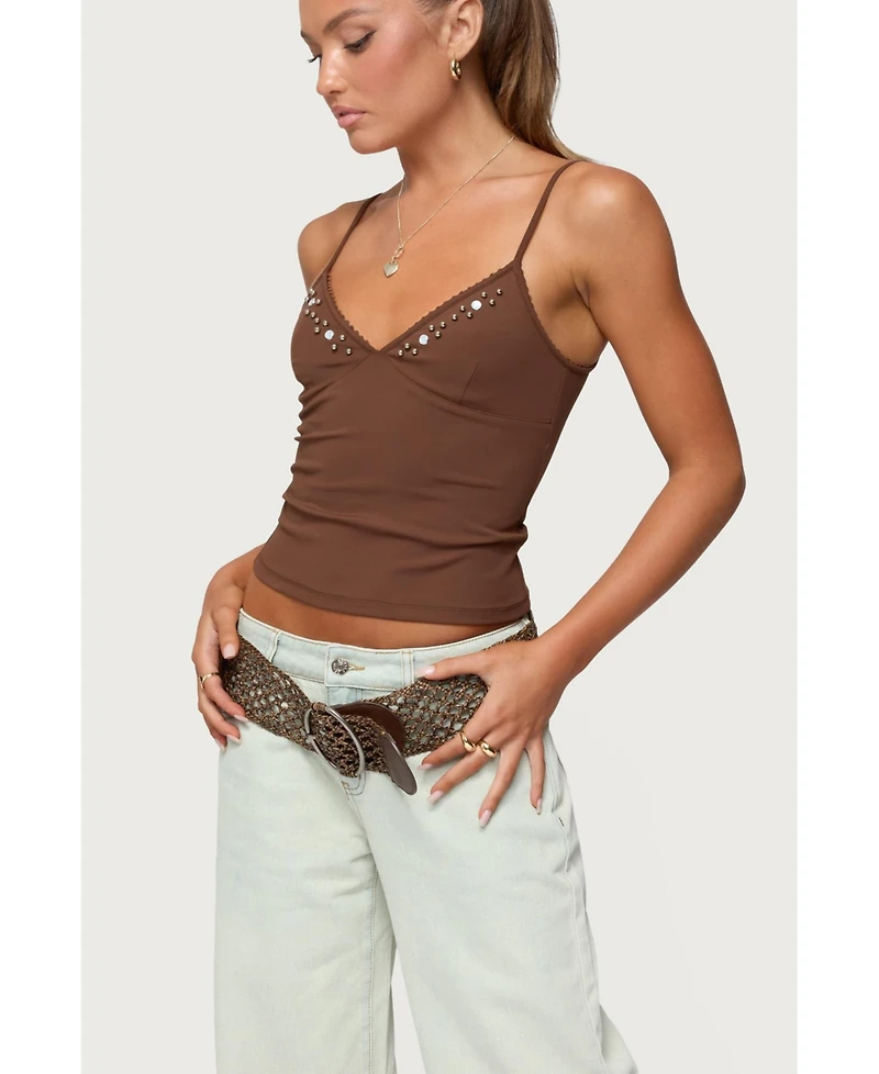 Edikted Women's Holland Bead V Neck Tank Top