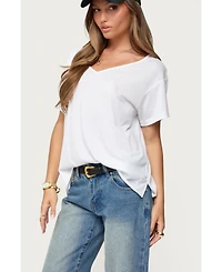 Edikted Womens Sonora Oversized V Neck T Shirt