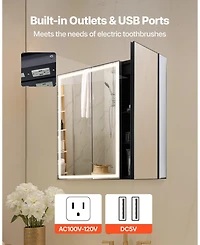 Slickblue Lighted Medicine Cabinet with Hd Tempered Glass Mirror Recessed Wall