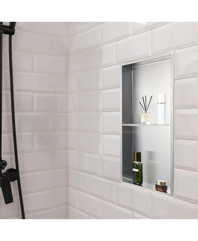 Slickblue Stainless Steel Shower Niche Recessed Wall Shelf for Bathroom Storage