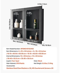Slickblue Double Recessed Shower Niche Wall Shelf for Bathroom Storage and Organization