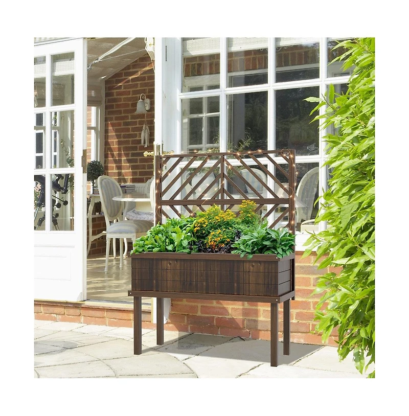 Chic Crate Outsunny Raised Garden Bed with Trellis