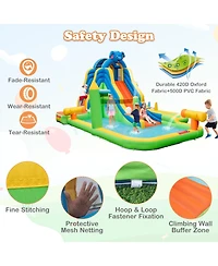 Inflatable Water Slide with Splash Pool & Climbing Wall