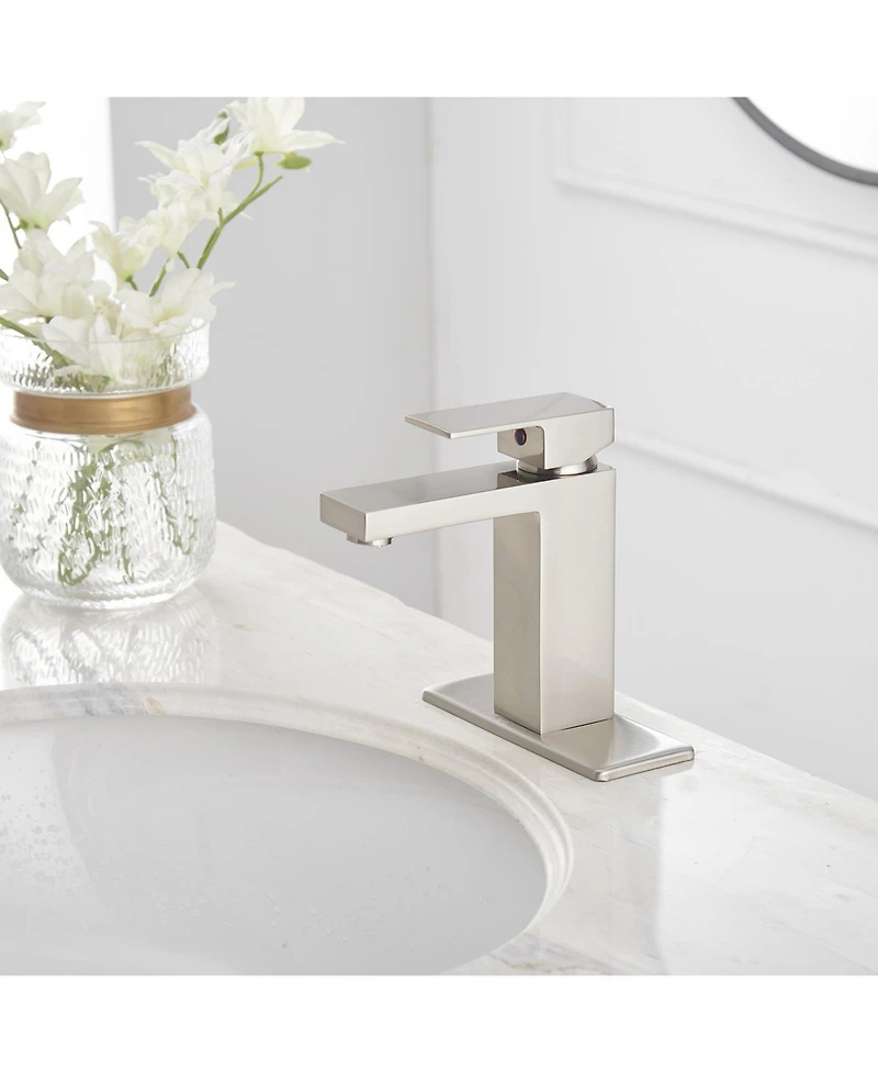 Greenspring Single Handle Hole Low-Arc Bathroom Faucet with Supply Line