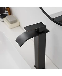 Waterfall Single Hole Single Handle Bathroom Vessel Sink Faucet With Pop-up Drain Assembly in Oil Rubbed Bronze