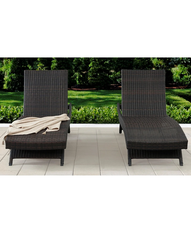 Chic Crate Outdoor Wicker Chaise Lounges (Set of 2), 79 inch, Dark Brown - Chic Crate