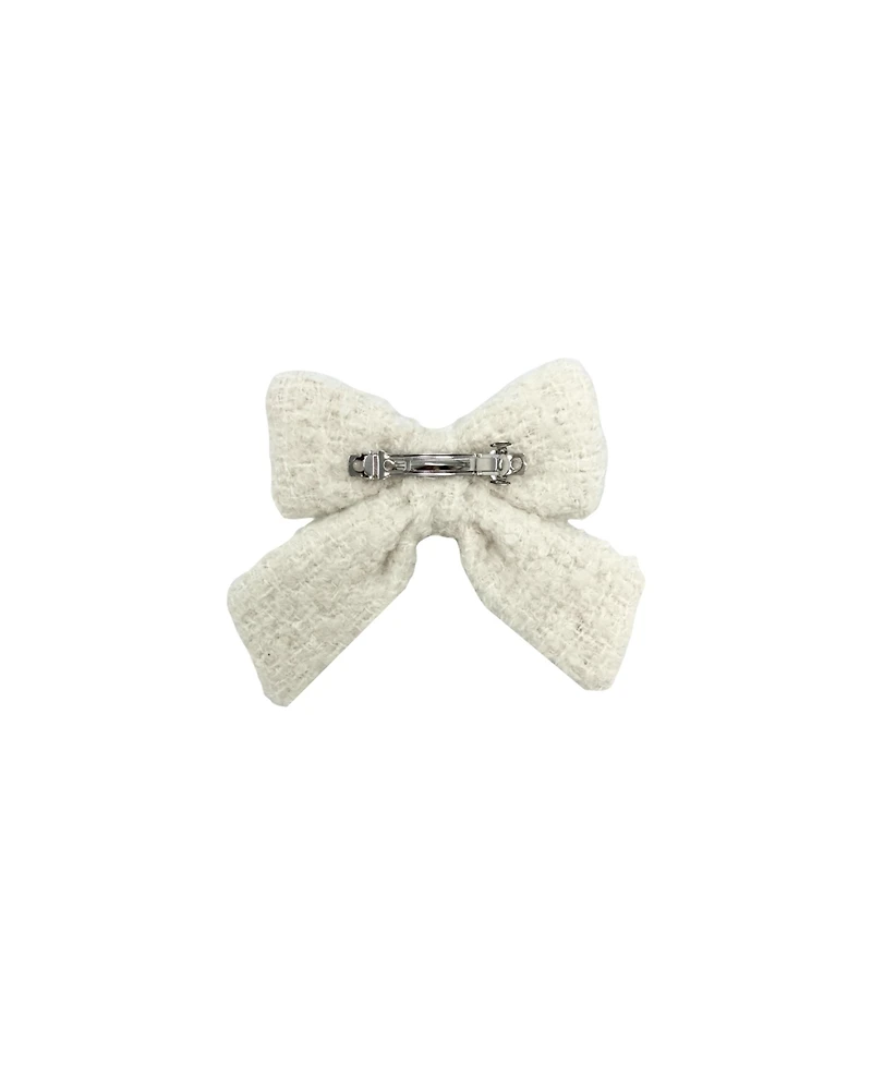 Bits & Bows Girls Boucle Hair Bow Barrette in White