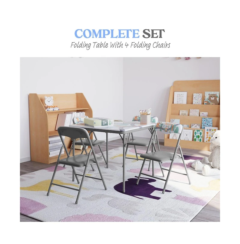 Emma+Oliver Kids 5 Piece Folding Table And Chair Set - Activity