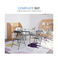 Emma+Oliver Kids 5 Piece Folding Table And Chair Set - Activity