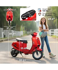 Qaba 24V Kids Motorcycle with Rear Suspension, Lights for 8-12 Years,