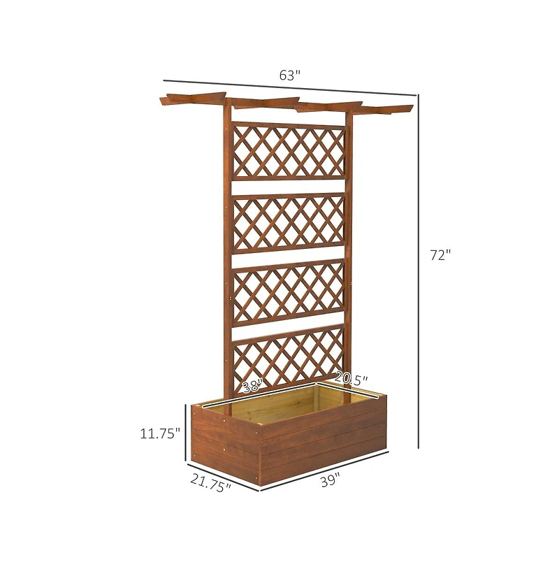Chic Crate Outsunny Wood Planter with Trellis Privacy Screen