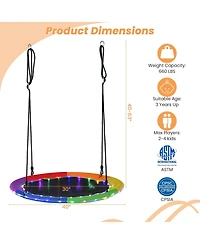 40-Inch Saucer Tree Swing with Lights for Kids & Adults