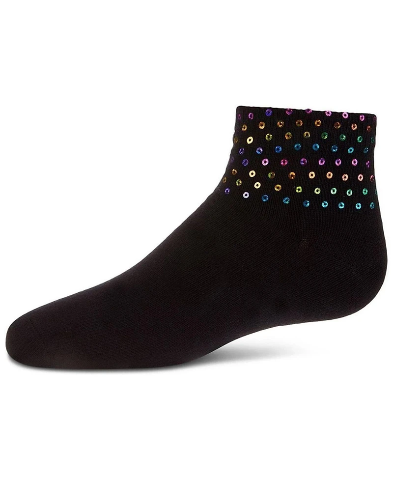Memoi Little Girls Multicolor Sequin Cotton Blend Anklet Sock