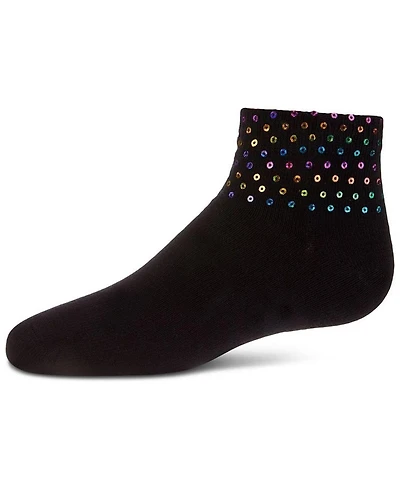 Memoi Little Girls Multicolor Sequin Cotton Blend Anklet Sock