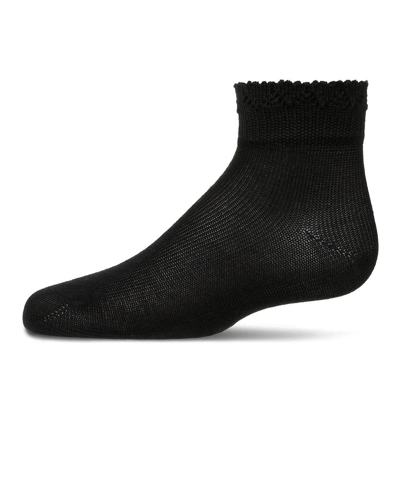 Memoi Little Girls Crochet Ruffle-Trim Mercerized Cotton Blend Ankle Sock