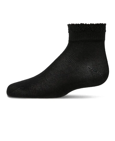 Memoi Little Girls Crochet Ruffle-Trim Mercerized Cotton Blend Ankle Sock