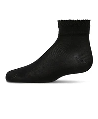 Memoi Little Girls Crochet Ruffle-Trim Mercerized Cotton Blend Ankle Sock