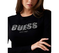 Guess Women's Reyna Logo Detail Long Sleeve Sweater