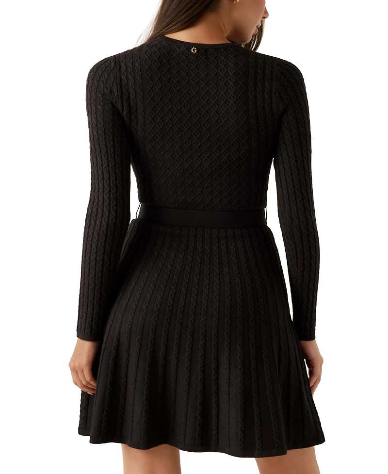 Guess Women's Hana Belted Long Sleeve Dress