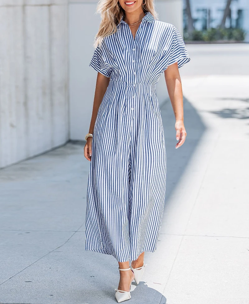 Cupshe Women's Striped Button-Up Jumpsuit