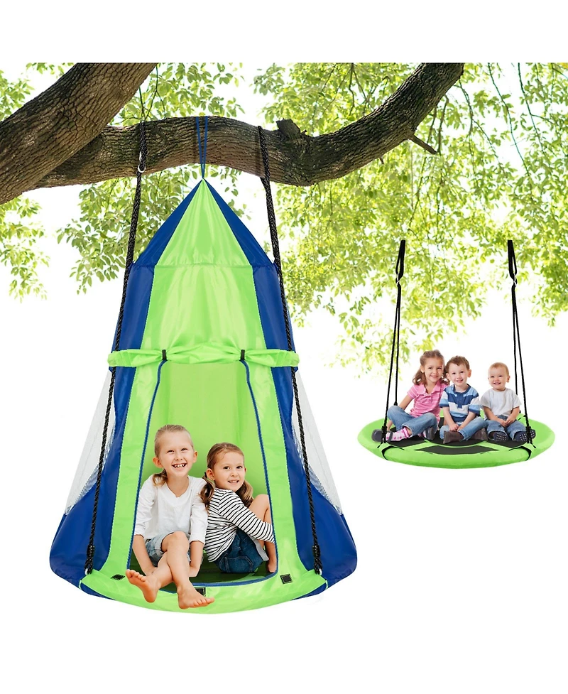 2-in-1 40 Inch Kids Hanging Chair Swing Tent Set