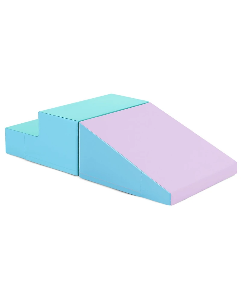 2-Piece Step and Slide Climber for Infants and Toddlers Baby Soft Play Set Foam Blocks