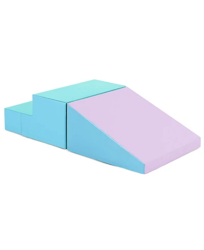 2-Piece Step and Slide Climber for Infants and Toddlers Baby Soft Play Set Foam Blocks