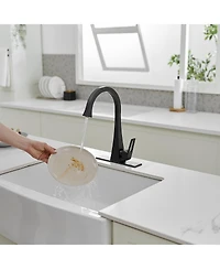 Single Handle Standard Kitchen Sink Faucet in Matte Black