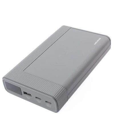 RadioShack Portable Charger 20,000 mAh 74 Wh Gray With Led Display On Charge Level Usb A and Usb C Out and Usb C In 2309275