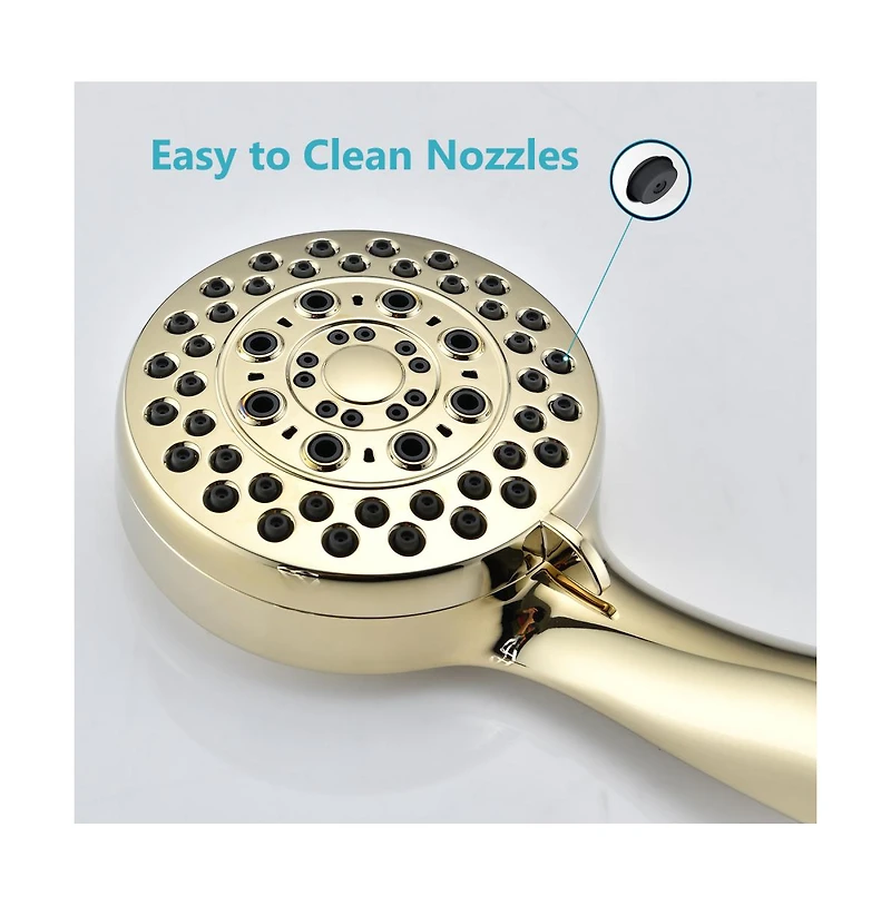 Rainsken Handheld Shower Head with Hose High Pressure Shower Heads, Gold