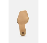 Woven Strap Spool Heel Sandals Women