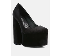 Old Novelty Platform Heel Velvet Pumps Women