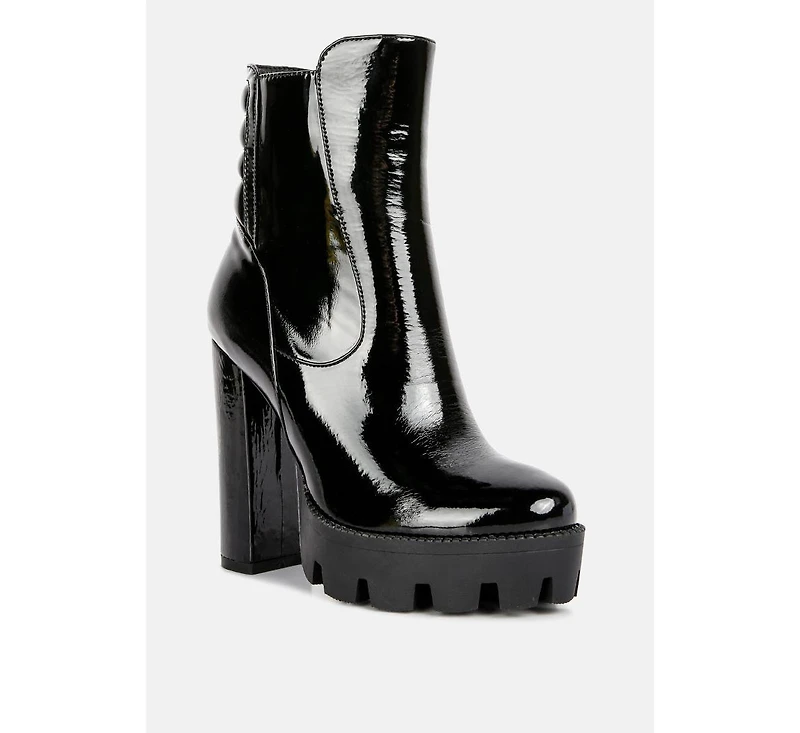High Key Collared Heel Ankle Boot Women