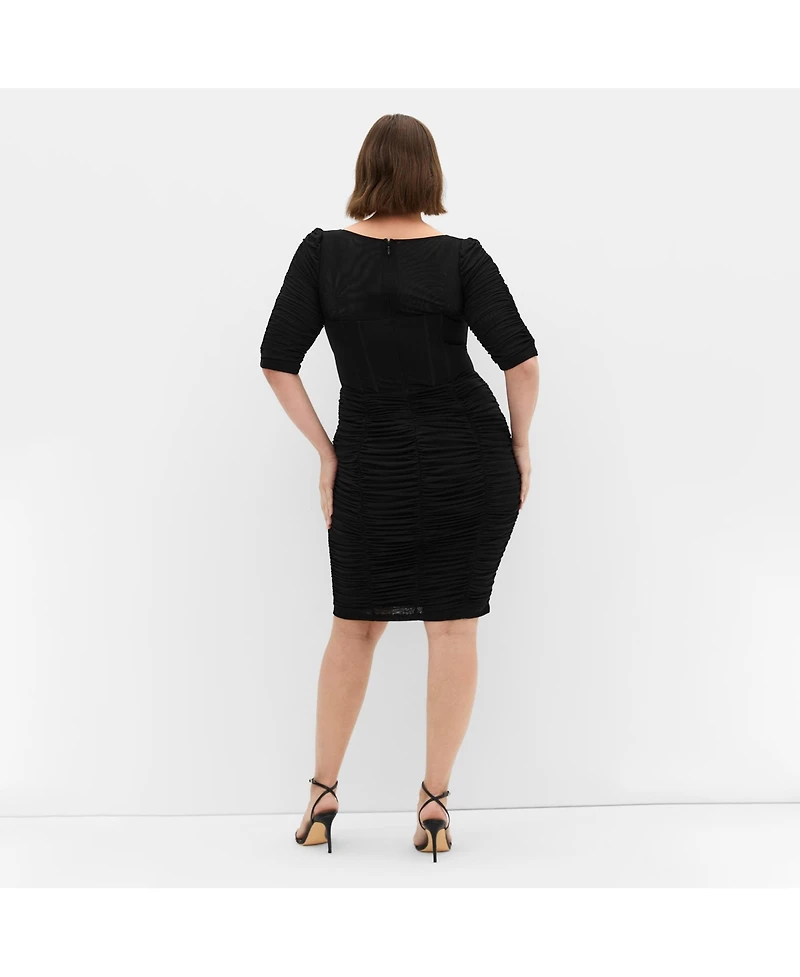 City Chic Women's Plus Bustier Elbow Sleeve Dress