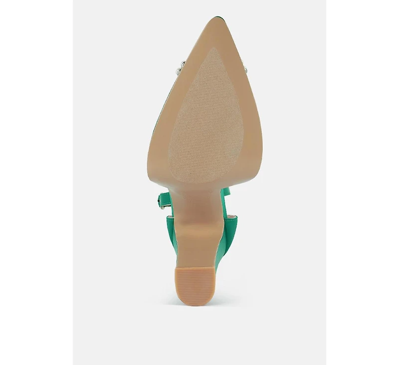 Womens Maeissa Pearls Brooch Detail Platform Block Heel Sandals