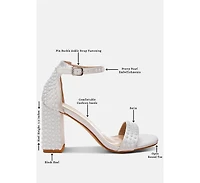 Klebba Pearls Embellished Satin Sandals Women