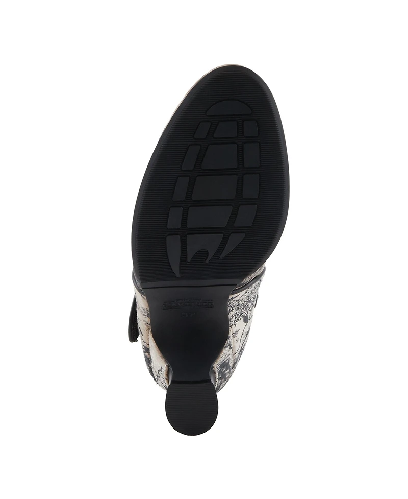 L'Artiste Women's Adodora-Prit Baroque Mary Jane Shoes with Velvet and Leather Upper, Scalloped Edges, Antique Buckle, Cushioned Insole, Sculpted