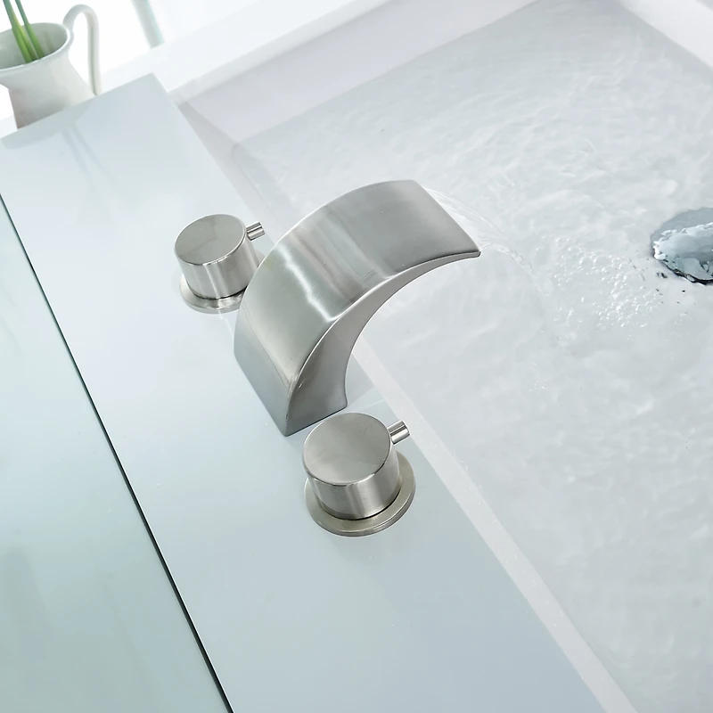 8 in. Widespread 2-Handle Bathroom Faucet With Led Light And Pop Up Drain Matte Black