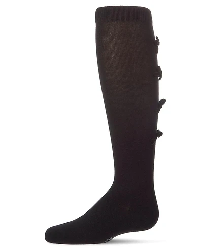 Memoi Little Girls Cotton-Rich Back Bow Trimmed Knee Sock