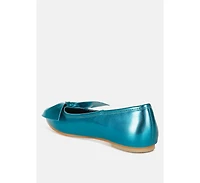 Bromelia Metallic Pleather Bow Ballerinas Women