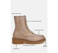 Clover Faux Leather Lace Up Boots Women