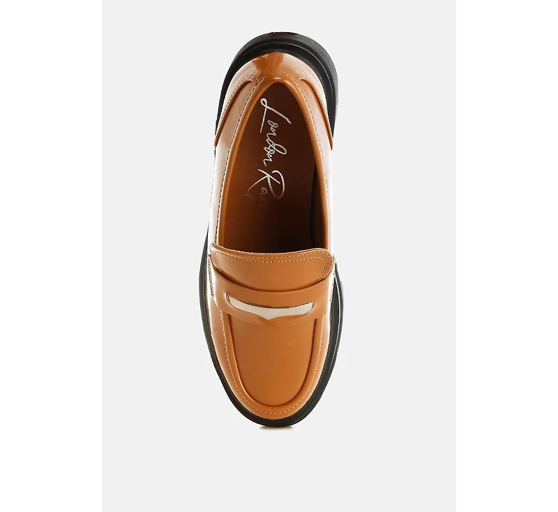 Gleam Stride Faux Leather Chunky Loafers Women