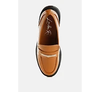 Gleam Stride Faux Leather Chunky Loafers Women