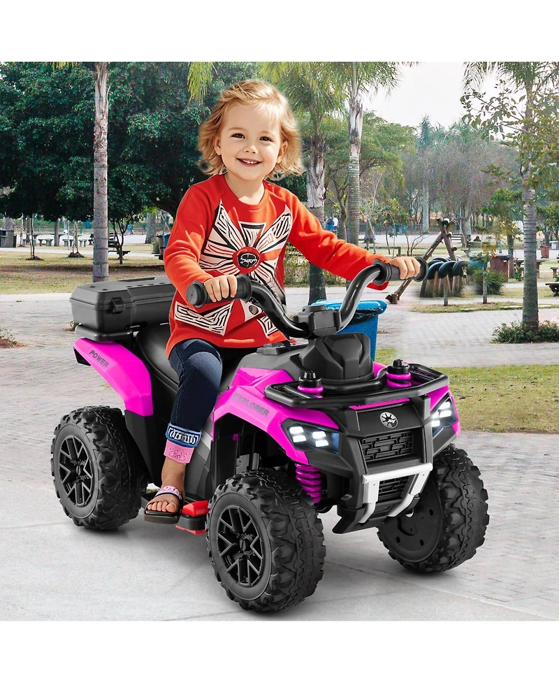 Gymax 6V Kids Ride On Atv w/ Music & Spray Function Usb Port Storage Box Toy Car