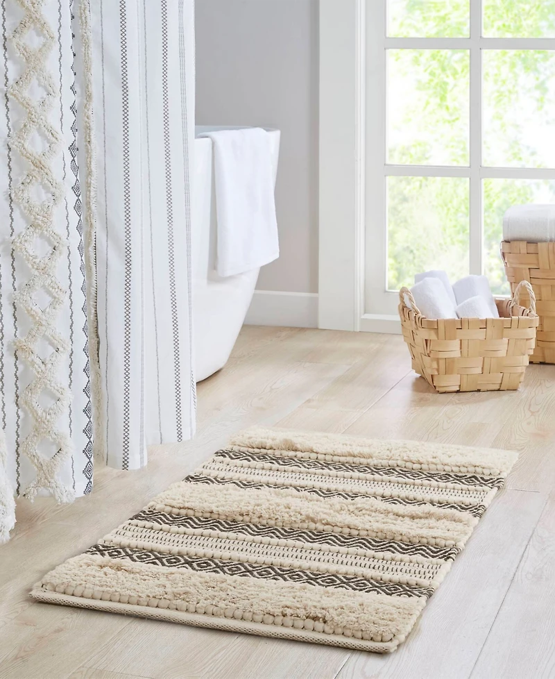 Ink+Ivy Asher Woven Texture Stripe Bath Rug