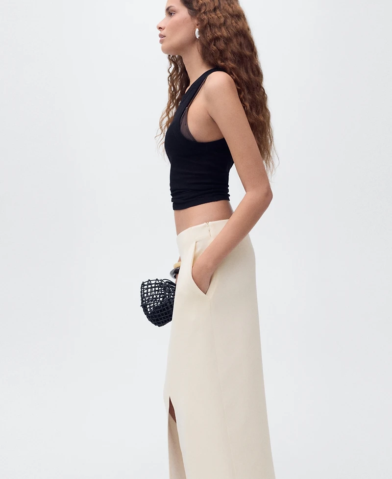 Mango Women's Slit Detail Cotton Skirt