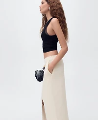Mango Women's Slit Detail Cotton Skirt