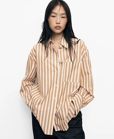 Mango Women's Oversize Striped Shirt